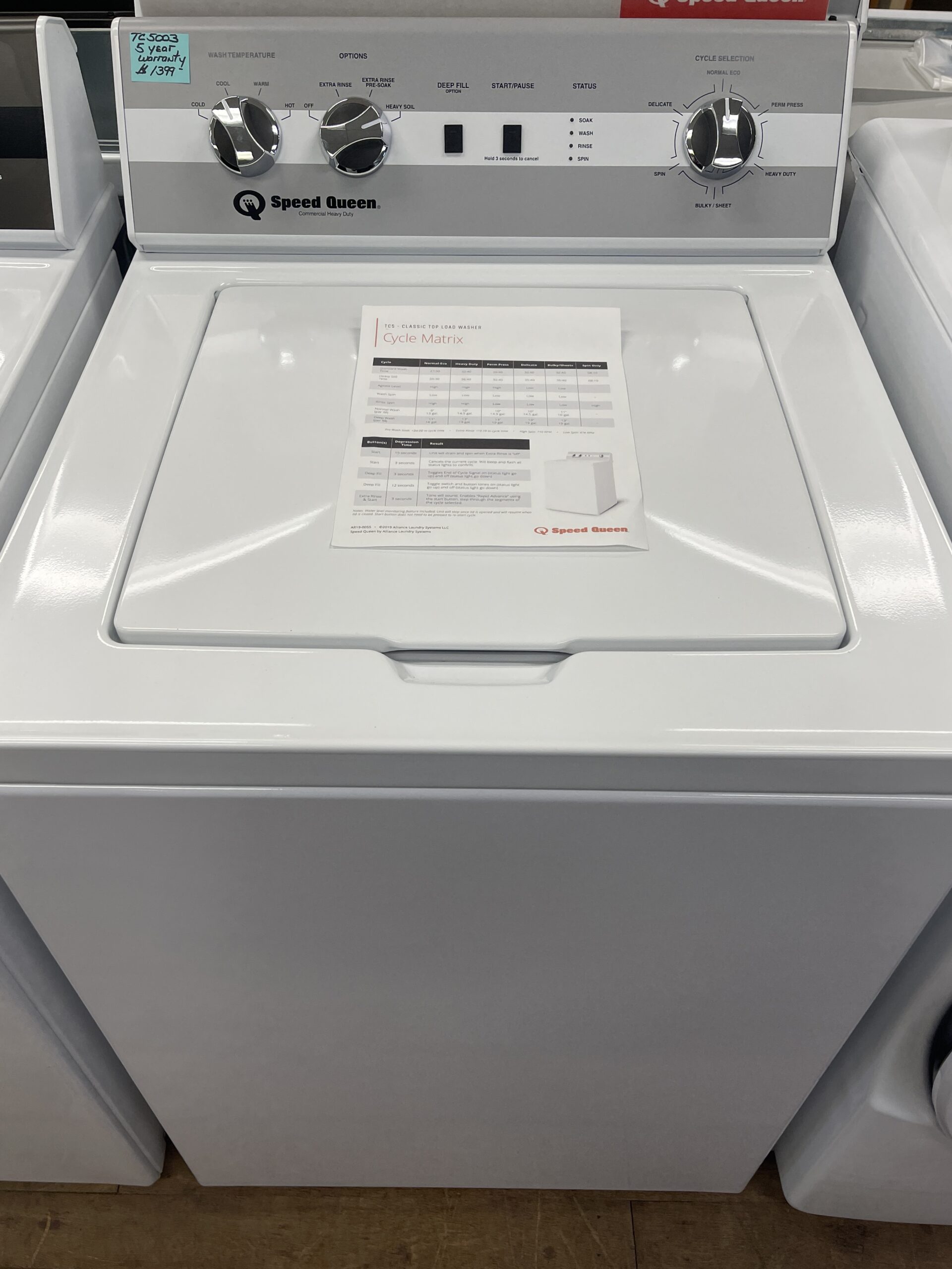 Speed Queen Top Load Washer with Classic Clean™ TC5 HighPoint Appliance